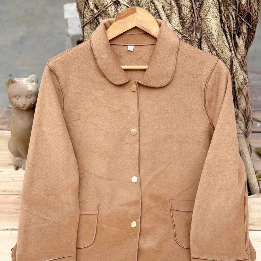 Camel Tan Button Front Jacket Coat